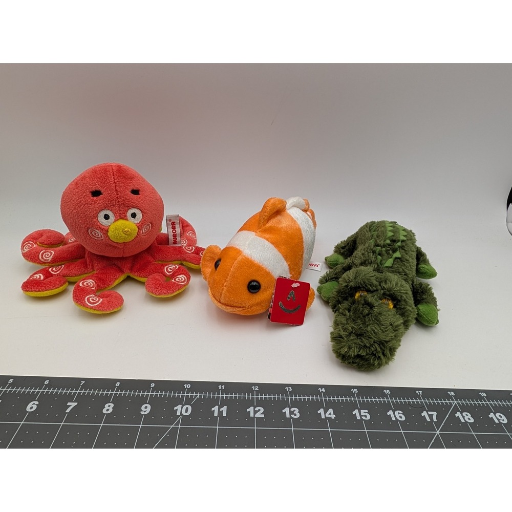 Aurora Plushโ Toy Lot Octopus Clownfish Crocodile Stuffed Animal Toy Sea Water